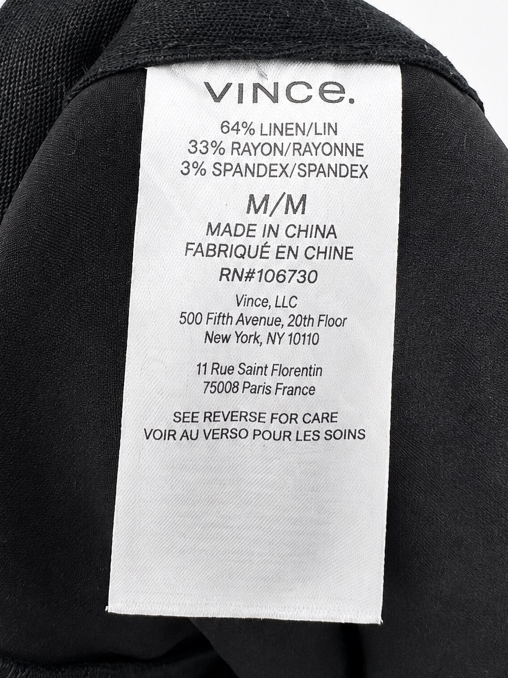 NWT Vince Black Linen Blend Wide Leg Pull On Trousers $395. High Waist Size M - Picture 7 of 8